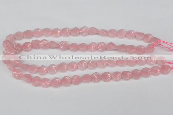 CTW04 15.5 inches 12mm twisted coin rose quartz beads wholesale