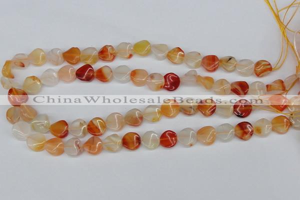 CTW05 15.5 inches 12mm twisted coin agate gemstone beads wholesale