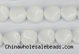 CTW08 15.5 inches 12mm twisted coin white agate beads wholesale