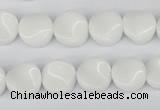 CTW08 15.5 inches 12mm twisted coin white agate beads wholesale