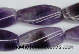 CTW102  15.5 inches 15*30mm twisted rectangle amethyst beads