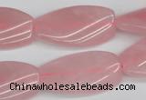 CTW106 15.5 inches 15*30mm twisted rectangle rose quartz beads