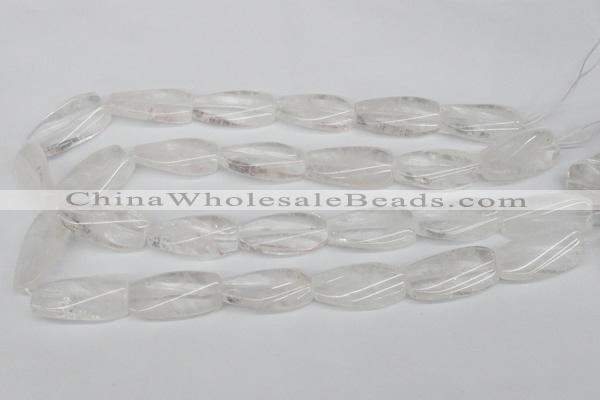 CTW110 15.5 inches 15*30mm twisted rectangle white crystal beads