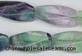 CTW121 15.5 inches 15*30mm twisted rectangle fluorite gemstone beads