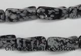 CTW122 15.5 inches 10*20mm twisted trihedron snowflake obsidian beads