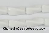 CTW127 15.5 inches 9*20mm twisted trihedron white agate beads