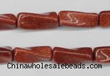 CTW132 15.5 inches 10*20mm twisted trihedron goldstone beads