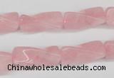 CTW133 15.5 inches 9*20mm twisted trihedron rose quartz beads