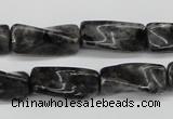 CTW135 15.5 inches 9*20mm twisted trihedron black labradorite beads