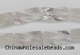 CTW137 15.5 inches 9*20mm twisted trihedron white crystal beads