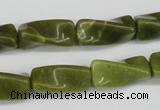 CTW138 15.5 inches 9*20mm twisted trihedron jade gemstone beads