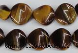 CTW14 15.5 inches 16mm twisted coin yellow tiger eye beads wholesale