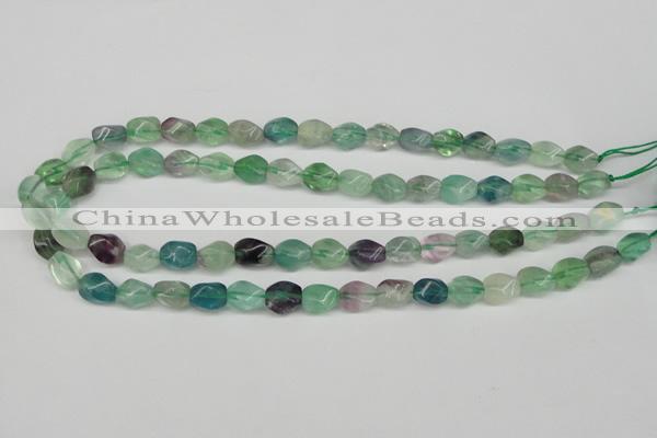 CTW147 15.5 inches 8*11mm twisted rice fluorite gemstone beads