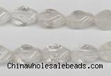 CTW153 15.5 inches 8*15mm twisted rice white crystal beads