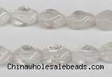 CTW153 15.5 inches 8*15mm twisted rice white crystal beads