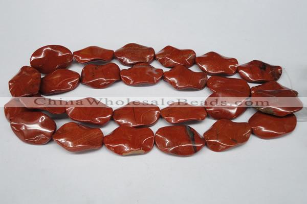 CTW308 15.5 inches 20*30mm wavy oval red jasper gemstone beads