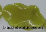 CTW315 15.5 inches 40*60mm wavy oval olive jade gemstone beads