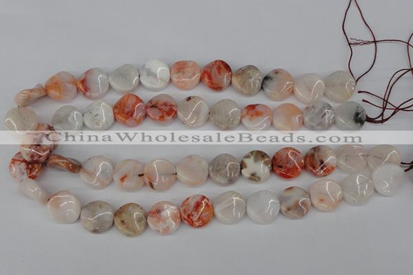 CTW33 15.5 inches 16mm twisted coin agate gemstone beads wholesale