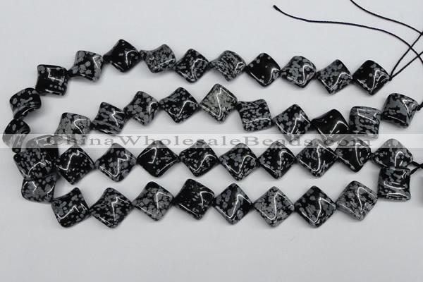 CTW35 15.5 inches 15*15mm twisted diamond snowflake obsidian beads