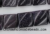 CTW352 15.5 inches 16*16mm twisted square blue goldstone beads