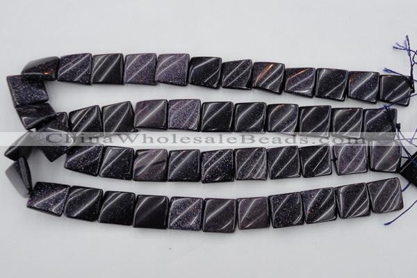CTW352 15.5 inches 16*16mm twisted square blue goldstone beads
