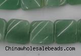 CTW354 15.5 inches 16*16mm twisted square green aventurine beads