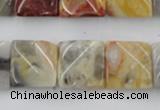 CTW358 15.5 inches 16*16mm twisted square crazy lace agate beads