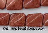 CTW370 15.5 inches 15*20mm twisted rectangle goldstone beads