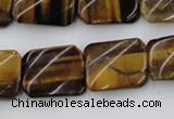 CTW380 15.5 inches 15*20mm twisted rectangle yellow tiger eye beads