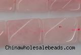 CTW391 15.5 inches 18*25mm twisted rectangle rose quartz beads