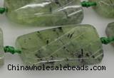 CTW454 20*38mm faceted & twisted rectangle green rutilated quartz beads