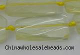 CTW455 20*38mm faceted & twisted rectangle lemon quartz beads