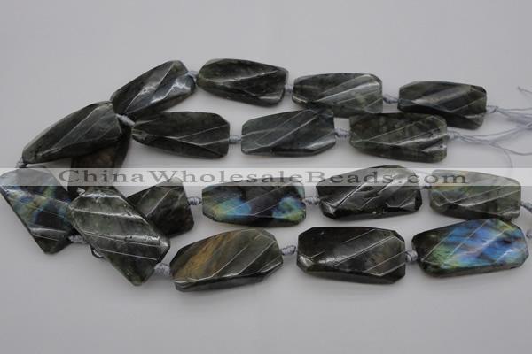 CTW457 20*38mm faceted & twisted rectangle labradorite beads