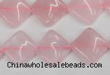 CTW48 15.5 inches 15*15mm twisted diamond rose quartz beads