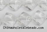 CTW49 15.5 inches 15*15mm twisted diamond white crystal beads