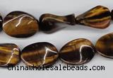 CTW63 15.5 inches 13*18mm twisted oval yellow tiger eye beads