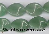 CTW72 15.5 inches 15*20mm twisted oval green aventurine beads