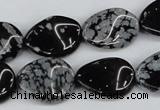 CTW78 15.5 inches 15*20mm twisted oval snowflake obsidian beads