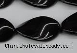 CTW98 15.5 inches 18*30mm twisted oval black agate gemstone beads