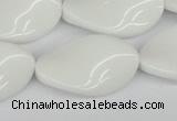 CTW99 15.5 inches 18*30mm twisted oval white agate gemstone beads