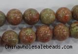 CUG104 15.5 inches 12mm round Chinese unakite beads wholesale