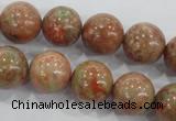 CUG105 15.5 inches 14mm round Chinese unakite beads wholesale