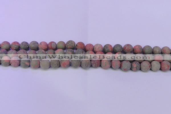 CUG182 15.5 inches 8mm round matte unakite gemstone beads