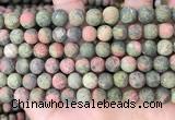 CUG192 15.5 inches 8mm round matte unakite beads wholesale