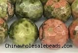CUG196 15 inches 8mm faceted round unakite beads wholesale