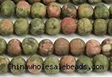 CUG205 15 inches 4mm round matte unakite beads