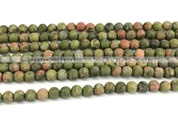 CUG206 15 inches 6mm round matte unakite beads