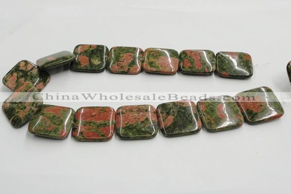 CUG51 16 inches 30*30mm square natural unakite gemstone beads wholesale