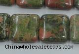 CUG60 16 inches 20*20mm square natural unakite gemstone beads wholesale