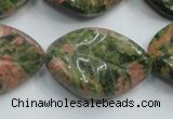 CUG64 16 inches 22*30mm twisted leaf natural unakite beads wholesale